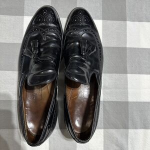 Allen Edmunds Black Leather Tassel Loafers Wingtip Dress Shoes Size‎ 12